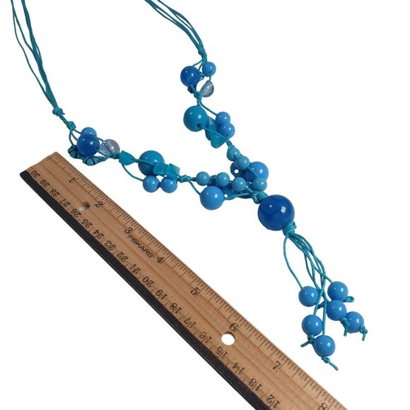 Necklace Jewelry 28 to 44 Inch Length Plastic Gem Costume Beach Core Baby Blue - Picture 4 of 6